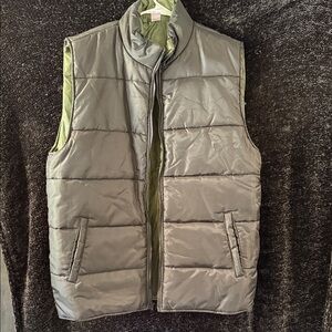 Men's Olive Green Reversible Puffer Vest